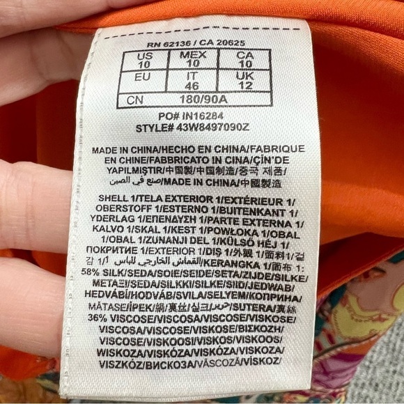 MARCIANO silk orange colourful print cut out mini dress 10 - Picture 16 of 16